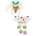thumbnail image 4 of Toddler Baby Girl Christmas Outfits Reindeer T-Shirt Long Sleeve Tops Striped Tutu Skirt Pants Set, 4 of 8