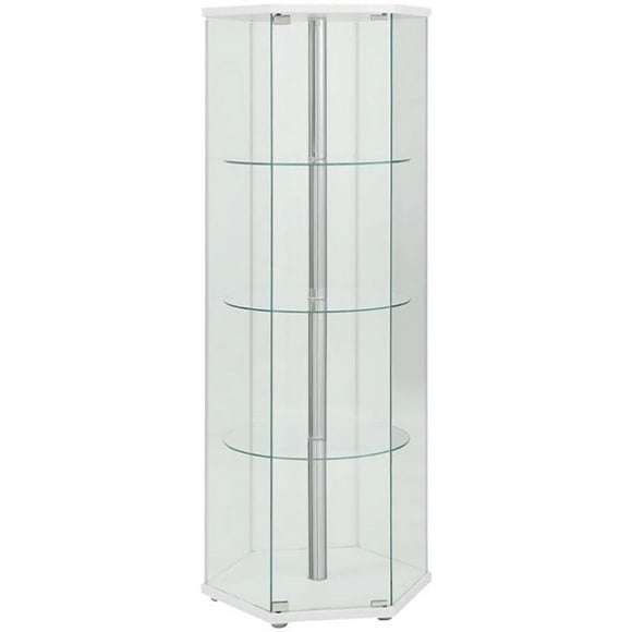 Coaster Zahavah 4-shelf Hexagon Glass Curio Cabinet White and Clear