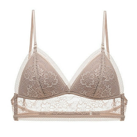 Blphud Ladies Bra Womens Bras Push Up Plus Size Women s Low Back Bra Lace Glossy U Shape Backless Bra Sports Bras for Women Lingerie for Women Lace Bras Mesh Design Khaki L