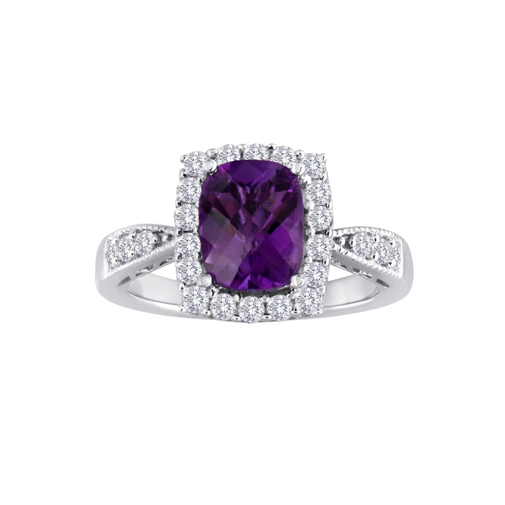 Brilliance Fine Jewelry Genuine Amethyst and Created White Sapphire
