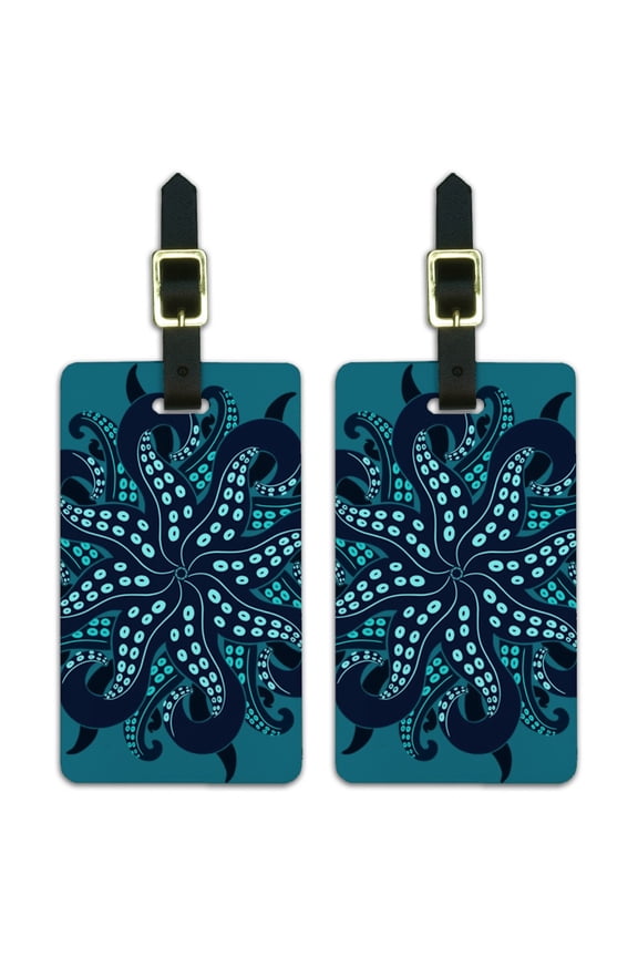 Octopus Squid Tentacles Luggage ID Tags Suitcase Carry-On Cards - Set of 2