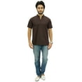 thumbnail image 2 of Atasi Mens Mandarin Collar Brown Cotton Short Kurta Half Sleeves Casual Tunic-S, 2 of 7