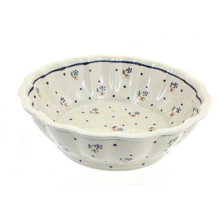 

Blue Rose Polish Pottery Country Meadow Large Scalloped Bowl
