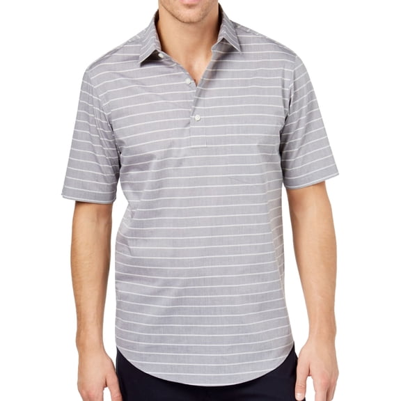 Club Room Mens Popover Polo Shirt, Grey, Large