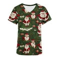 thumbnail image 4 of Kctiaxy Women Scrubs Short Sleeve V Neck T-Shirts Christmas Printed Fashion Causal Stretch Nursing Scrubs Work Wear Tops with Pocketss, 4 of 5