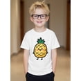 thumbnail image 1 of Adorable Pineapple Graphic Boys' T-Shirt - Cute Cartoon Print, Short Sleeve, Crew Neck, Casual Summer Top for Youngsters, Soft Cotton, Round Neck, Regular Fit, 1 of 5