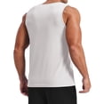 thumbnail image 3 of longantii Men's Wide Strap Ribbed Tank Top, Fitness Muscle Gym Ribbed Workout Sleeveless Bodybuilding Shirts White M, 3 of 3