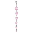 thumbnail image 1 of Steel Belly Chain Belly Button Ring Body Jewelry Piercing Navel Ring with Long Dangle Cubic Zirconia, 1 of 5