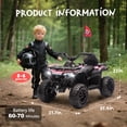 thumbnail image 3 of Xuanlur 24V Kids ATV 4 Wheeler, 160W Motor Ride On Toy for Big Kids, 5 Mph Max Speed, Bluetooth, Multi Color Lights, Volume Control, Decorative Flags, Electric ATV for Kids Ages 3+ (Pink), 3 of 7