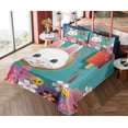 thumbnail image 4 of Ambesonne Emoji Fitted & Top Sheet Set with Shams, Chinese Rabbit Funny Faces, White Multicolor and Seafoam, 4 of 5