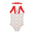 thumbnail image 4 of Shadoumai One Piece Swimsuit for Girls 7-8 Cut Out Tankini Quick Dry & Stretchy Cute Printed Girl Bathing Suit Spaghetti Strap Summer Girl's Swimwear, 4 of 7