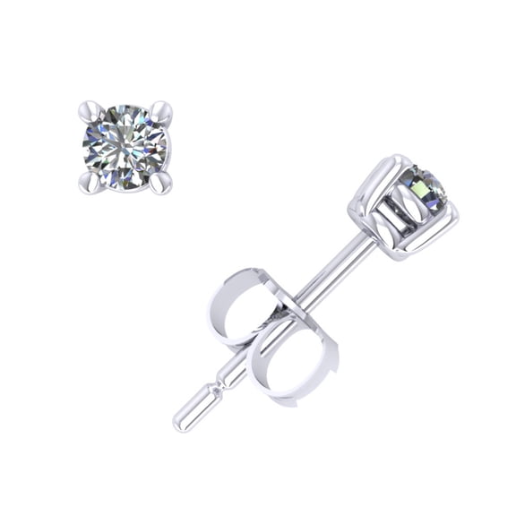 0.10Carat Round Cut Diamond Basket Solitaire Stud Earrings 18k White Gold Prong H SI2