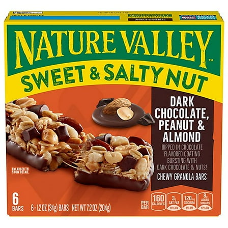 Nature Valley Granola Bars Sweet & Salty Nut Dark Chocolate Peanut & Almond - 6-1.24 Oz