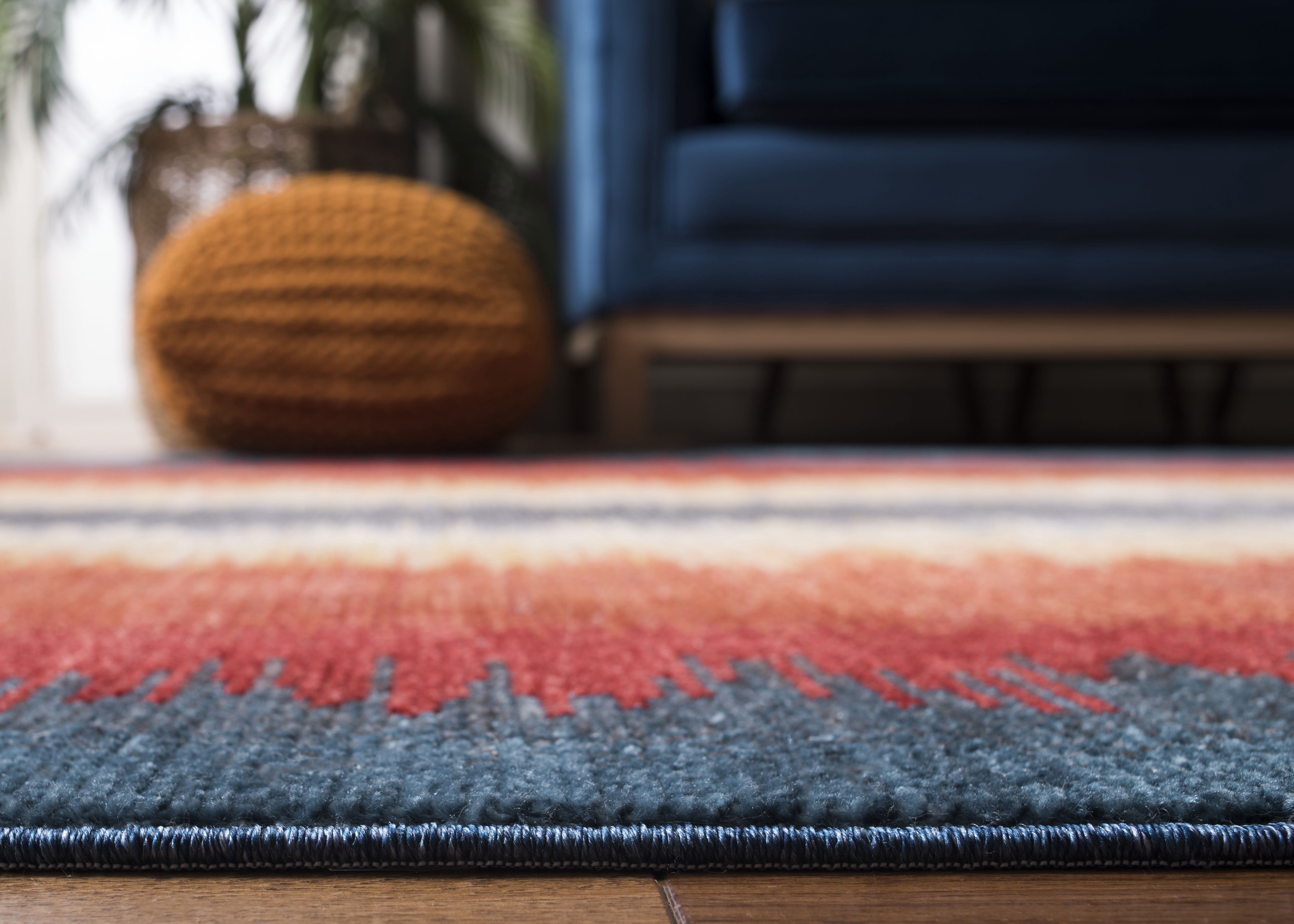 Safavieh Farmhouse Bridger Striped Area Rug, Navy/Orange, 3' x 5'