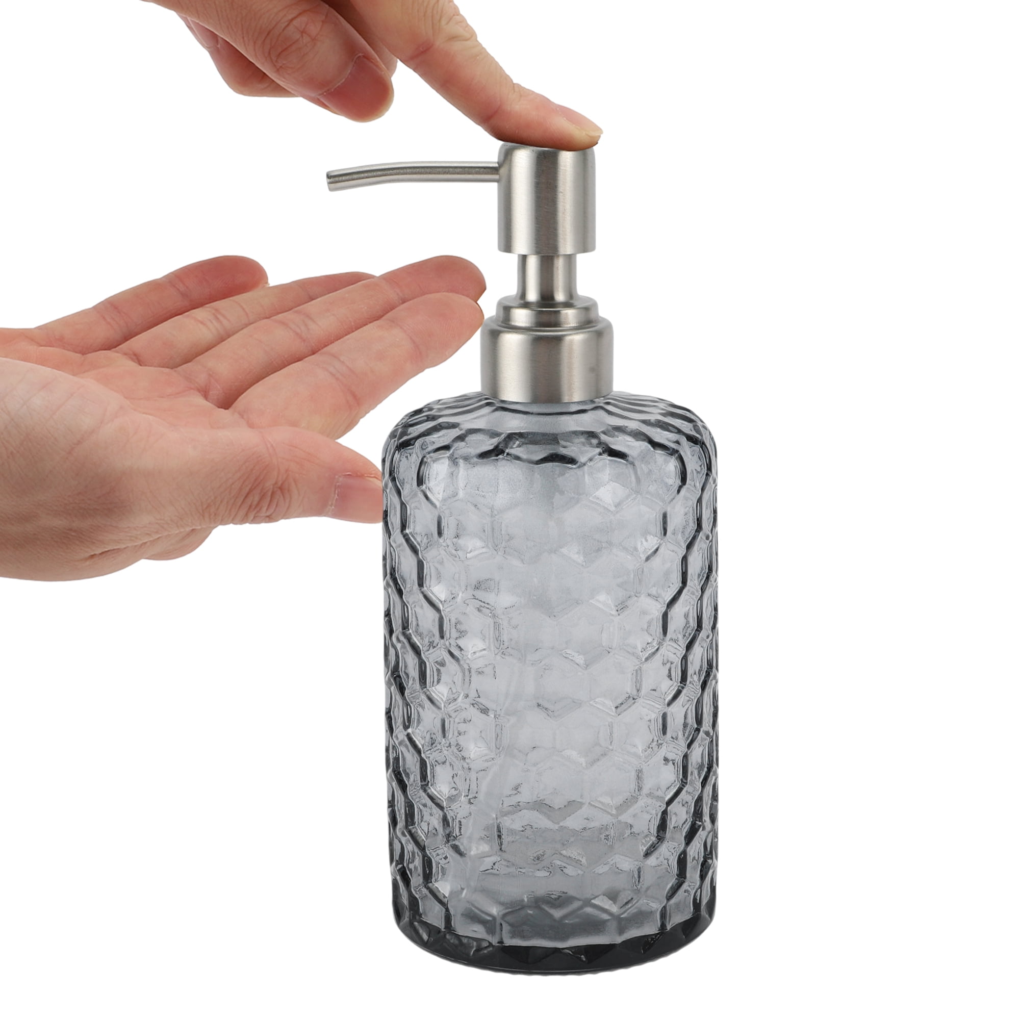 1 Pc Simple Cylindrical Soap Pump Dispenser for Bath 500ml Gray Silver Tone
