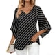 thumbnail image 3 of TaTaai Women's Fashion Striped Print Elegant V-Neck Three-Quarter Sleeve Top Gift, 3 of 7