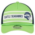 thumbnail image 2 of Men's New Era  Neon Green Seattle Seahawks  Linear A-Frame 9FORTY Adjustable Hat, 2 of 5