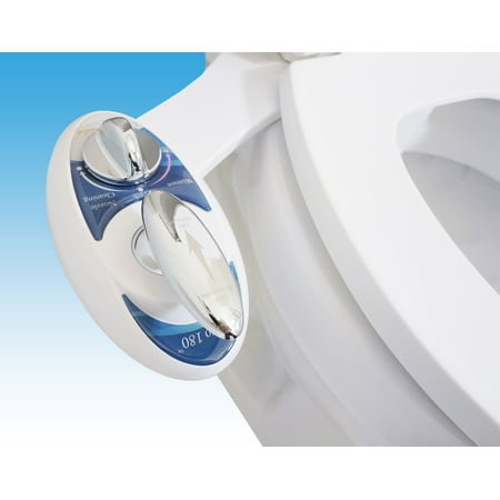 Luxe Bidet Neo 180: Fresh Water Non-Electric Mechanical Bidet Toilet Seat Attachment (Blue and White)