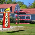 thumbnail image 3 of QSUM Open Saturday Themed Swooper Flag, 7FT Open Saturday Banner Feather Flag with Carbon Fiber Pole Kit/Ground Stake, Open Saturday Signs for Business Advertising, 3 of 7