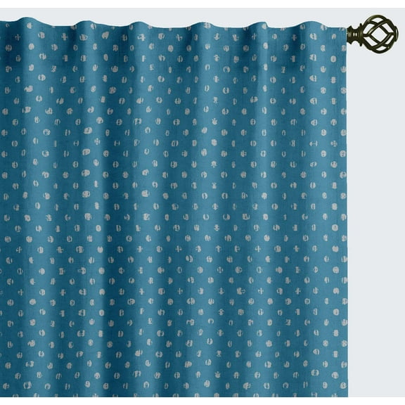 Vargottam Cotton Curtains for Windows - 3-in-1 Rod Pocket/Back Tab Short Window Drapes - Light Filtering Cotton Canvas Panels - Set of 2, 52"x63" - Dots Print (Blue)