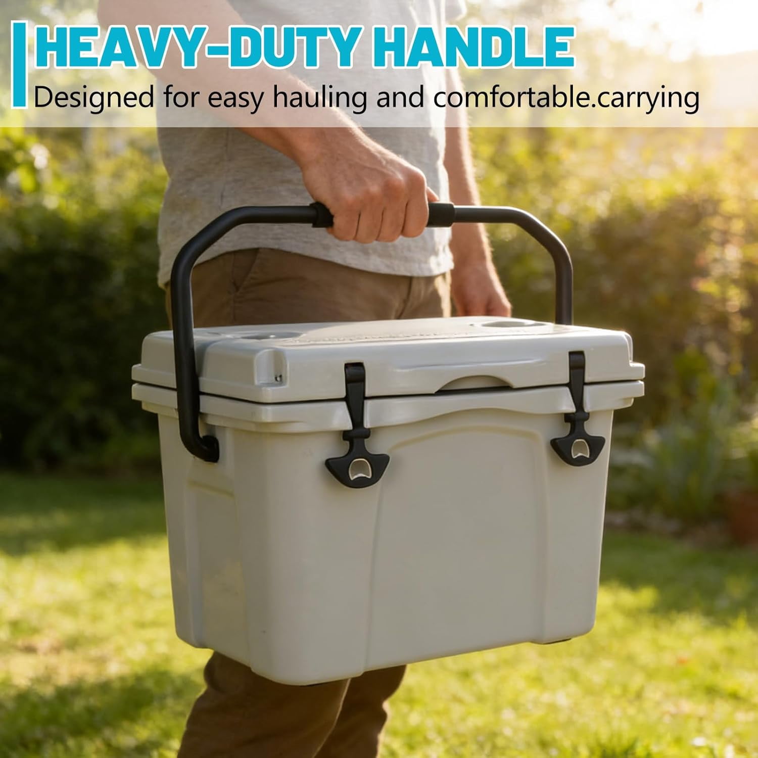 Elleree 25 Quart Hard Cooler, Portable Ice Chest with Bottle Opener, Cup Holder & Ruler,Heavy-Duty Beach Cooler for Camping, Fishing, Picnic, BBQ