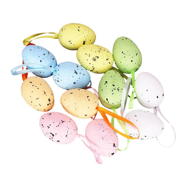 12 Uds. de adornos colgantes de huevos de Pascua encantadores con lazo de cinta de 1,2x1,5 pulgadas para sala de estar, accesorios de cocina reutiliza Color mezclado