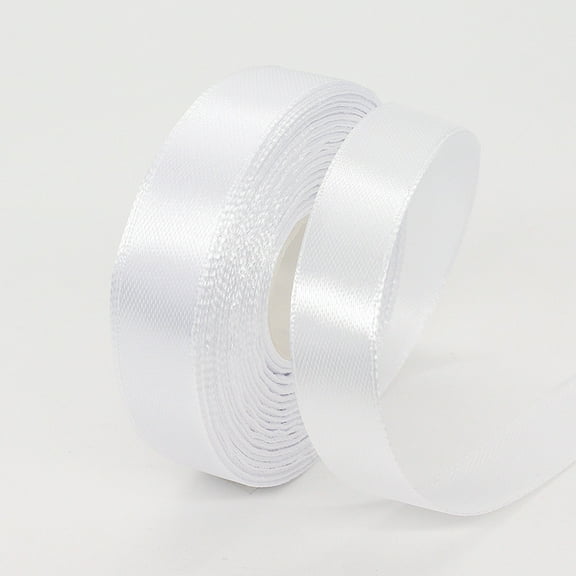 1.5cm*22m white color Satin Ribbon, Solid Fabric Ribbon Roll for Flower Bouquets,Wedding, Handmade Crafts,Gift Wrap Ribbons