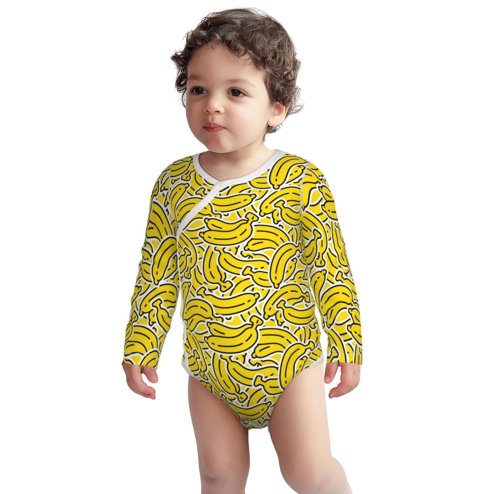 Xecao Banana A Print Baby unisex-baby Cotton Long-sleeve Bodysuits-6 Months