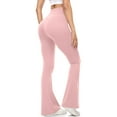 thumbnail image 5 of Scyoekwg Yoga Pants Women Flare High Waisted Elastic Leggings Workout Exercise Sport Flare Wide Legs Pants Yoga Clothes(V02_Pink,L), 5 of 8