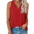 thumbnail image 4 of Women's Undershirts, Summer Fashion Casual Round Neck Loose Casual Solid Color Sleeveless T Shirt For Women Red, 4 of 7