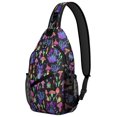 thumbnail image 1 of Cottagecore Mushroom Sling Backpack, Trippy Fairy Tale Fungi Crossbody Bag with Boho Botanical Pattern and Psychedelic Forest Aesthetic, 1 of 6