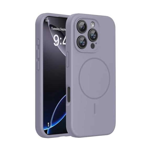 Eryueer Magnetic for iPhone 16 Pro Case, [Soft Anti-Scratch Microfiber Lining], Compatible with MagSafe, Liquid Silicone Case Shockproof Drop Protection Phone Case for 16 Pro,Lavender Gray
