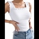 thumbnail image 1 of Blusas Bonitas para Mujer, Camisetas Sin Mangas con Volantes Acanalados, Cuello Cuadrado, Blusas Preppy de Moda para Salir. S, 1 of 9
