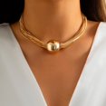 thumbnail image 2 of Ingemark, collar de cadena grueso retorcido gótico para mujer, Gargantilla con colgante de bola grande Vintage, enlace de clavícula, joyería Grunge Steampunk Tan Jianjun unisex, 2 of 2