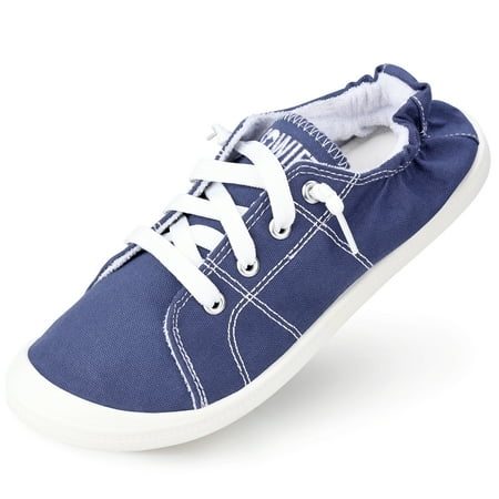 JENN ARDOR Women s Sneakers Canvas Low Top Lace Up Slip On Shoes Fashion Casual Comfortable Walking Flats Non Slip Platform Loafers