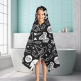 thumbnail image 6 of Halloween Doodle Elements Hooded Bath Towel，50"x30" for Ages 3 To 12 Kids, Quick Dry Lightweight Soft Microfiber Hood Beach Towel Cover Up for Kids, 6 of 7