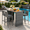 Gray-5PCS, variant on Seizeen Outdoor Table and Chairs, 5-Pcs Rattan Patio Bar Table Set with 4 Chairs, Counter Height Dining Bistro Set  w/Wood Top, Footrest