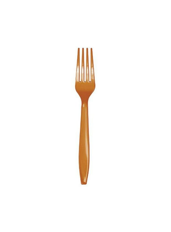Creative Converting Pumpkin Spice Orange Plastic Forks, 24-Pack