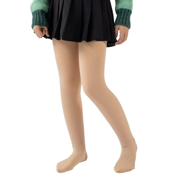 AWZXDE Winter Soft Lined Thick Children Tights Girls Base Layer Pants High Elastic Dance Leggings for Cold Season Beige,S