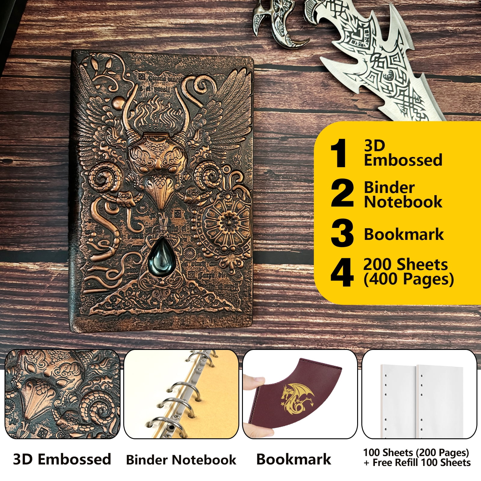 DND Notebook/Journal/Diary Embossed for Dungeons & Dragons/D&D,RPG Accessory for DMs and Players Nerdy Gift Men and Wome