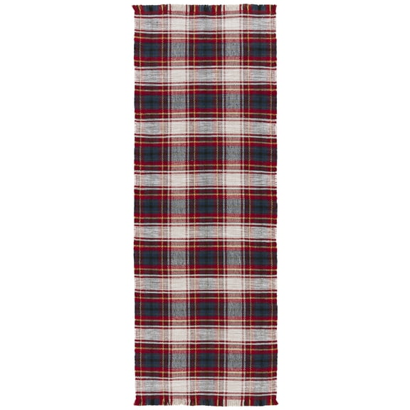 Better Homes & Gardens White Corin Plaid Woven Indoor Runner Rug, 30"x84"