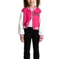 thumbnail image 3 of Staki Children's Letter Jacket Kids Baseball Jackets Casual Jacket Christmas Bomber Jackets(Hot Pink,3-4 Years), 3 of 7