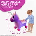 thumbnail image 3 of Plush Purple and Pink Unicorn Bounce & Ride-on Inflatable Hopper Toddler Toy with Pump, 3 of 5