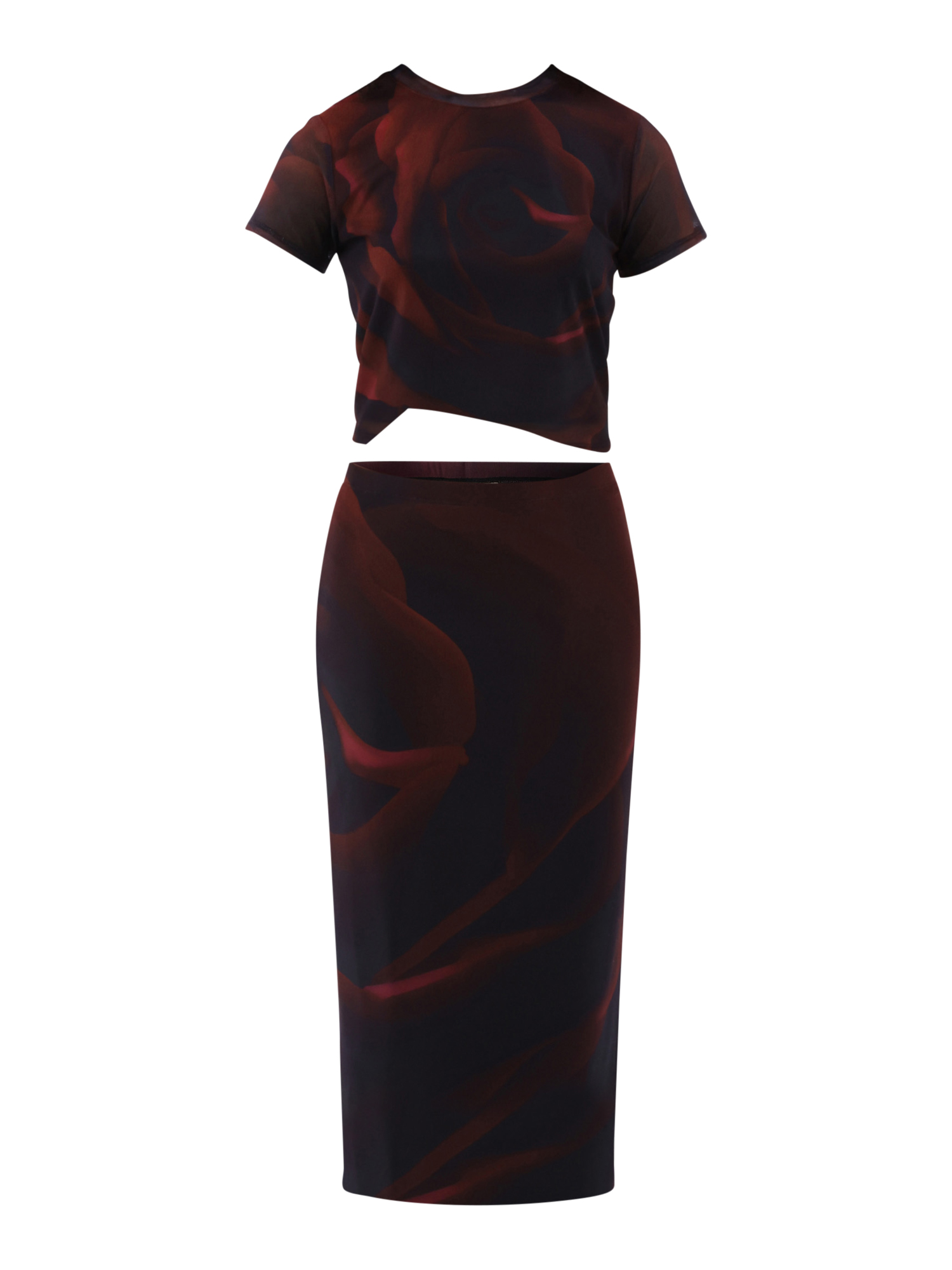 No Boundaries Mesh Top and Skirt Set, 2-Piece, Women’s and Women’s Plus