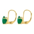 thumbnail image 3 of MauliJewels Earrings for Women 3.7 Carat 9x7MM Oval Created Emerald Leverback Earrings Carat 14K Yellow Gold 4-prong, 3 of 5