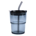 thumbnail image 1 of Bearachild Tazas de café helado versátiles y duraderas con pajita y tapa para llevar o en casa a altas temperaturas Mostrada Gris humo+tapa+pajita, 1 of 6