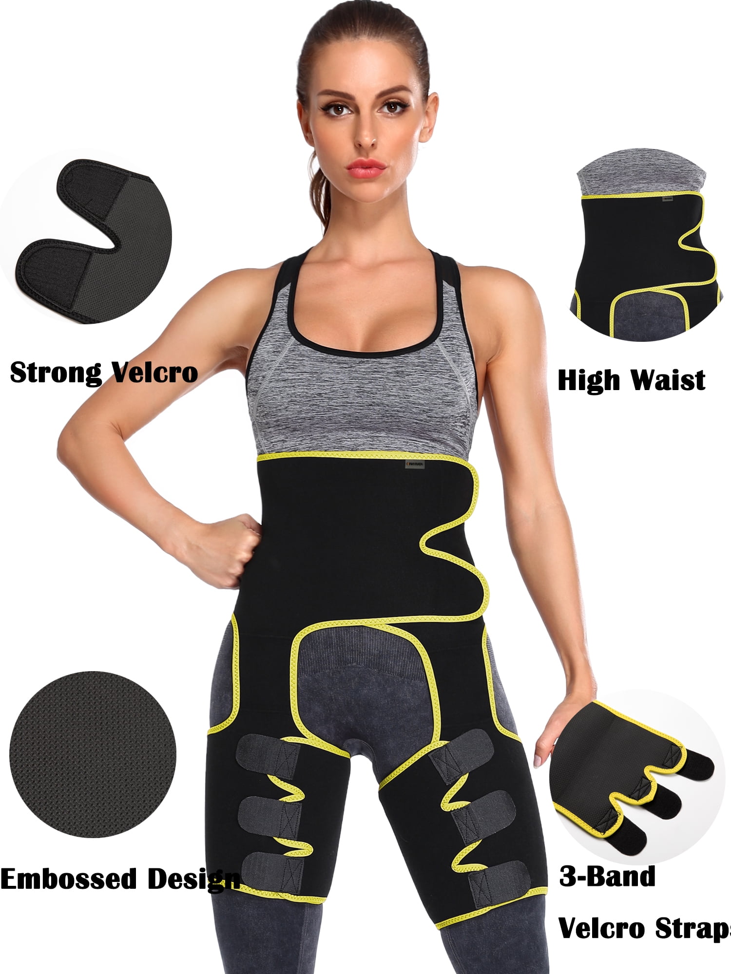 3 IN 1 Women's High Waist Trainer Thigh Trimmer Butt Lifter Neoprene  Shapewear Belt Support Sauna Workout Fitness 