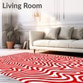 thumbnail image 2 of ODIKA 4'x6' Machine Washable Non-Slip Area Rug, Cane Stripe Floor with Peppermint Swirl High Traffic Rug, Red, 623141, 2 of 5