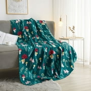 Mainstays Fleece Plush Throw Blanket, 50" x 60" inches, Green Mushroom Polyester, Machine Washable