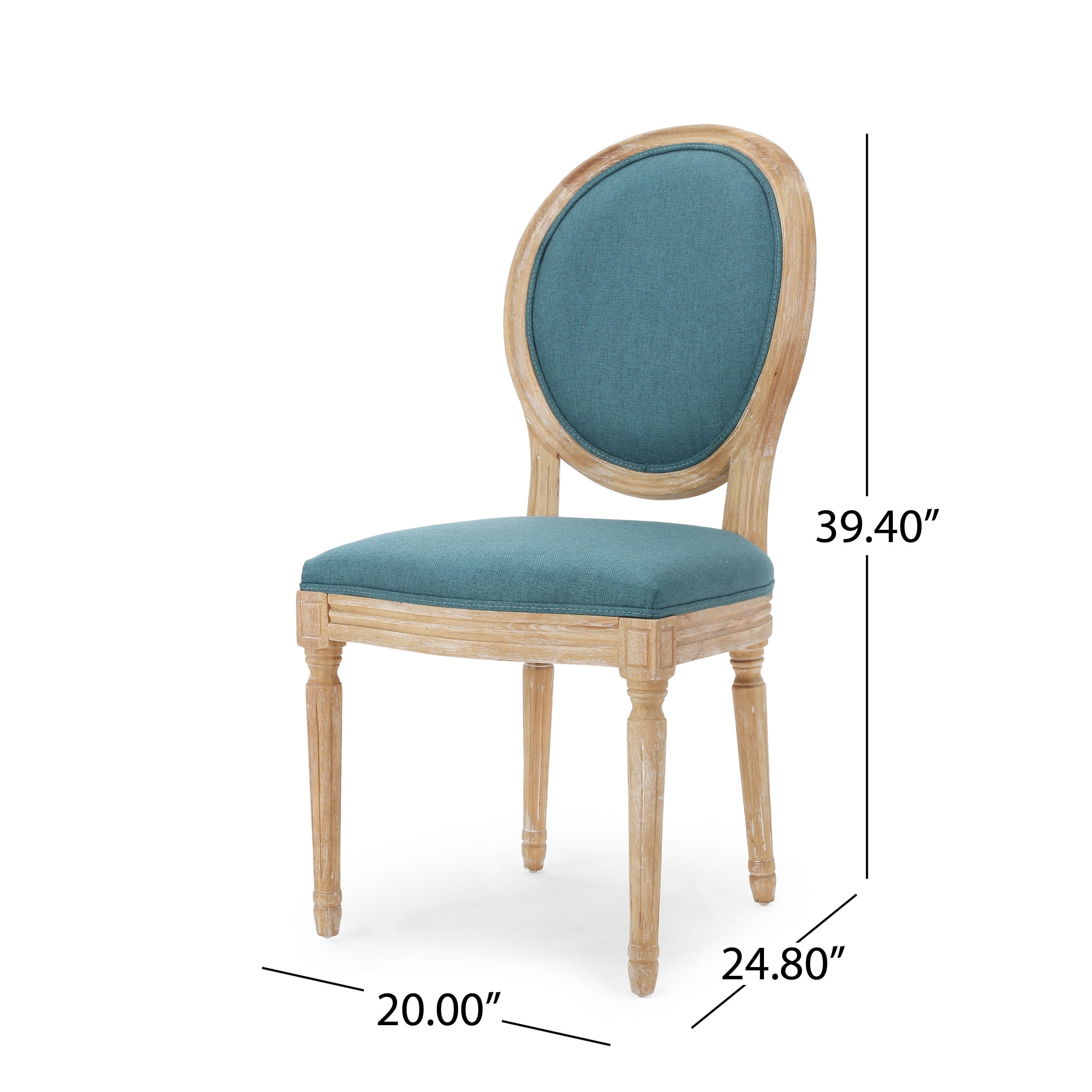Noble House Dored Fabric and Wood 7 Piece Dining Set, Dark Teal and Natural